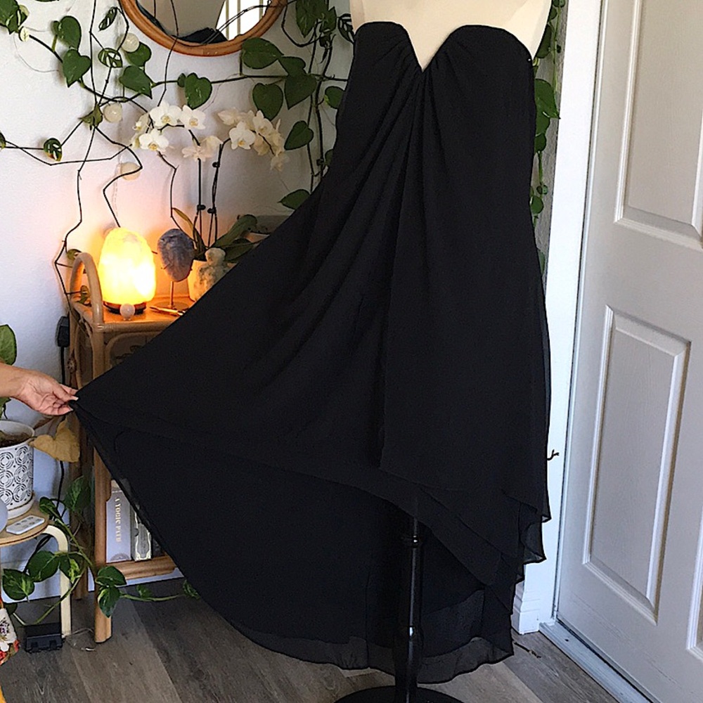 ⚡️🍷CITY CHIC Formal Black Strapless Maxi Dress Hi-Low Black Tie Wedding ⚡️🍷✨ - Picture 5 of 7